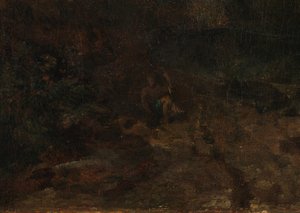 Detalje af Ben Lomond-bjergene, Skotland: The Traveler - Vide Ossians War of Caros, ca. 1799-1800 (olie på lærred) af Joseph Mallord William Turner