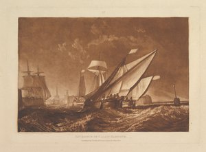 Indgangen til Calais Havn Liber Studiorum, del XI, plade 55, 1. januar 1816. af Joseph Mallord William Turner