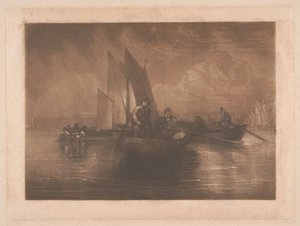 Fiskeri efter flyndre, Battersea af Joseph Mallord William Turner