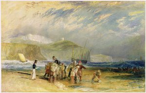 Folkestone havn og kyst til Devon, ca. 1830 (wc og gouache på papir) af Joseph Mallord William Turner