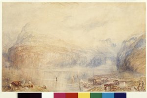 Luzernsøen fra Brunnen (akvarel og gouache på hvidt papir) af Joseph Mallord William Turner
