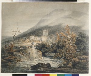 Llanthony Abbey, Monmouthshire (akvarel på hvidt papir) af Joseph Mallord William Turner