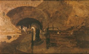 Mænd og pramme ved tunnelindgang af Joseph Mallord William Turner
