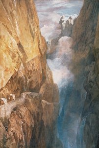 Passage af Mount St. Gotthard fra Devils Bridge, 1804 (wc på papir) af Joseph Mallord William Turner