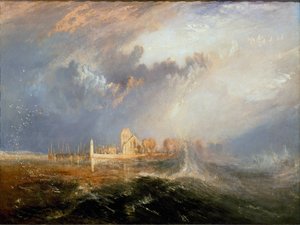 Quillebeuf ved mundingen af ​​Seinen (Quillebeuf-sur-Seine, Quillebeuf sur Seine) i Normandiet”” Maleri af Joseph Mallord William Turner (1775-1851) 1833 Dim. 92,5x123,2 cm Lissabon. Calouste Gulbenkian Museum af Joseph Mallord William Turner