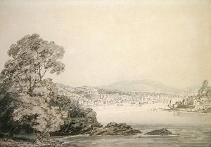 River Scene (pen, blæk og vask på papir) af Joseph Mallord William Turner