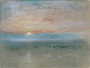 Solnedgang, ca.1830 (wc og gouache på gråt papir)