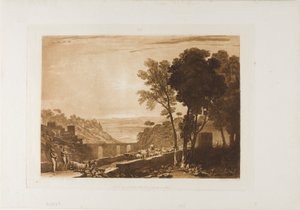 Broen og gederne, tallerken 43 fra LIber Studiorum af Joseph Mallord William Turner