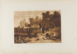 Gårdsgården med hanen, tallerken 17 fra Liber Studiorum af Joseph Mallord William Turner