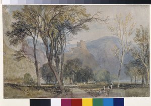 Marxburg (akvarel på hvidt papir lavet med en grå vask) af Joseph Mallord William Turner