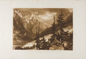 The Source of the Arveron, plade 60 fra Liber Studiorum af Joseph Mallord William Turner