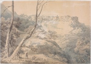Tivoli med Sibyllens Tempel (blyant og akvarel på papir (om bord)) af Joseph Mallord William Turner