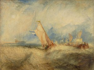 Van Tromp, der gør sit bedste for at behage sine herrer, sejler ud på havet og bliver godt gennemblødt af Joseph Mallord William Turner