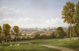 Udsigt over Oxford fra Headington (akvarel på papir)