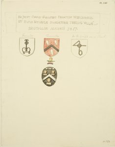 Våbenskjolde på Framptons grav [Frampton] 1357 (blyant og akvarel på papir) af Joseph Manning