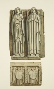 Billedbilleder på Thomas Rowleys og hans kones grav i krypten i St John