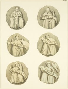 Lyskesten (bosser) i loftet i Redcliffe Church (akvarel på papir) af Joseph Manning