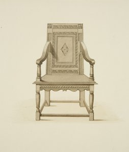 Gammel stol bragt fra Woodspring Priory i Temple Church (akvarel på papir) af Joseph Manning