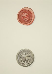 Segl påskrevet med Thomas White og badge, begge fra Temple Hospital (akvarel på papir) af Joseph Manning