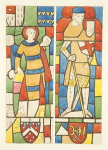 Glasmaleri i nord- og sydvinduer i koret i Bristol Cathedral (akvarel på papir) af Joseph Manning