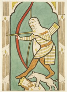 Glasmaleri i nord- og sydvinduer i koret i Bristol Cathedral (akvarel på papir) af Joseph Manning