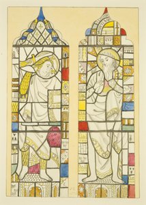 Farvet glas i nordvindue, nordlige tværarm af St Mary Redcliffe (akvarel på papir) af Joseph Manning