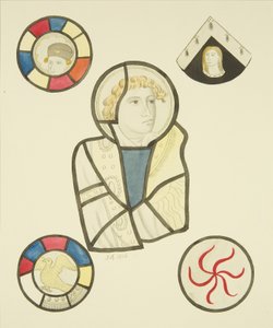 Farvet glas i nordvinduet i koret til St Mary Redcliffe (akvarel på papir) af Joseph Manning