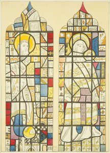 Farvet glas i sydvindue sydlige tværarm af St Mary Redcliffe (akvarel på papir) af Joseph Manning