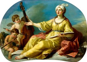 En personificering af musik, sang med Putti, der spiller en viol og en fløjte, 1758