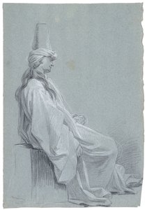 En ung mand siddende i orientalsk kostume, 1748 (kridt på lagt papir)