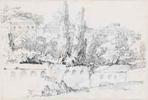 Roms mure med Santa Maria del Popolo i det fjerne af Joseph Marie Vien