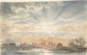 Landskab med opgående sol, 1. december 1828, 8:30, 1828. af Joseph Michael Gandy