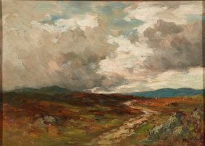 Stormskyer over bakkerne (olie om bord)