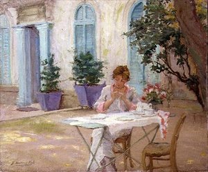 Morgenmad på terrassen af Joseph Milner Kite
