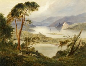 Oberwesel med Schönburg Slot, ved Rhinen, 1840