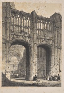 Middelalderens arkitektur: Rouen-katedralen, nordindgang af Joseph Nash