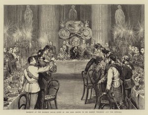 Banket i Mansion House givet af overborgmesteren til Sir Garnet Wolseley og officererne