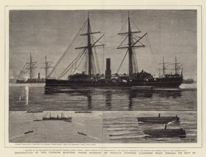 Ødelæggelse af den tyrkiske monitor Hifse Rahman af russisk torpedo lanceres nær Ibraila den 26. maj af Joseph Nash