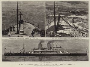 H M S Dreadnought i en kuling i Middelhavet