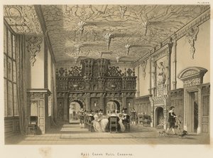 Hall, Crewe Hall, Cheshire af Joseph Nash