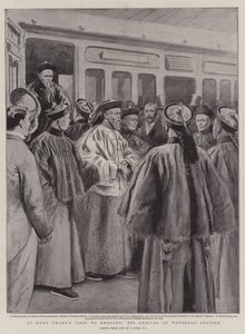 Li Hung Changs besøg i England, hans ankomst til Waterloo Station af Joseph Nash