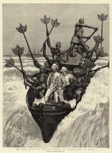 Den afrikanske vestkyst, landing i en surfbåd i Accra