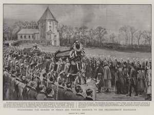 Overførsel af resterne af prins og prinsesse Bismarck til Friedrichsruh-mausoleet af Joseph Nash