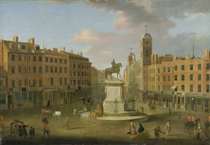 Charing Cross, med statuen af kong Charles I og Northumberland House, ca. 1750