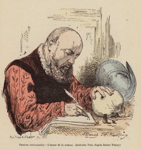 Kærlighed til videnskab (koloreret gravering) af Joseph Nicolas (after) Robert Fleury