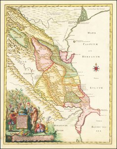 1728-kort over den vestlige del af Det Kaspiske Hav af Joseph Nicholas de L