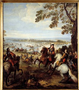 Passage of the Rhine by Armee of Louis XIV (1638-1715), et Tholhuis-maleri af Joseph Parrocel (1646-1704) Søn. 2,34x1,64 m