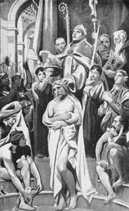 Klodvigs dåb (litografi) af Joseph Paul (after) Blanc
