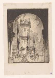 Venice Campanile under opførelse Genopbygning af Campanile, No. jeg af Joseph Pennell (signed by artist)