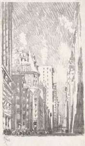 Broadway fra Bowling Green, #2 i Iconophile Club Collection af Joseph Pennell